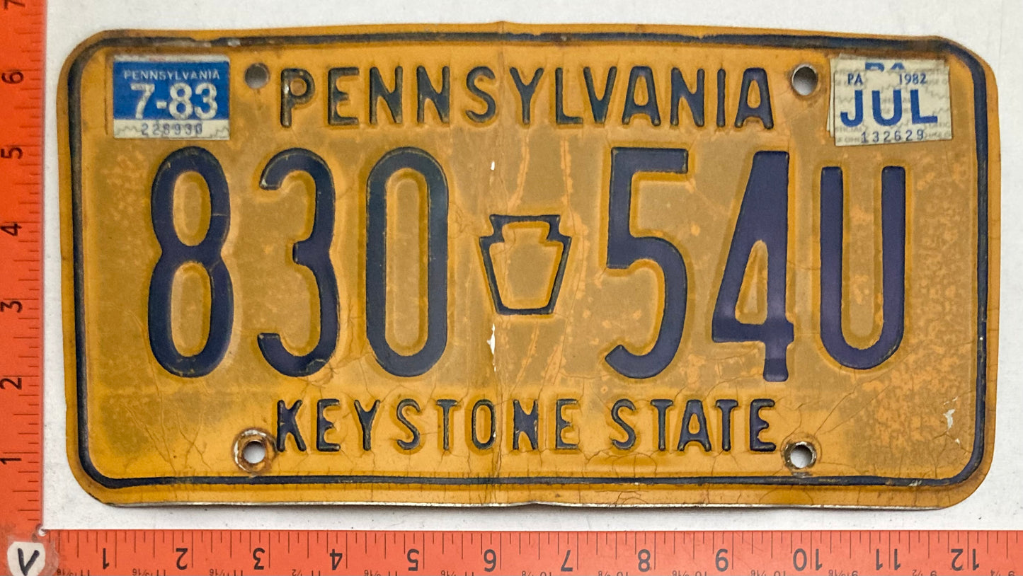 1983 Pennsylvania #830 54U Passenger License Plate (Crafter)