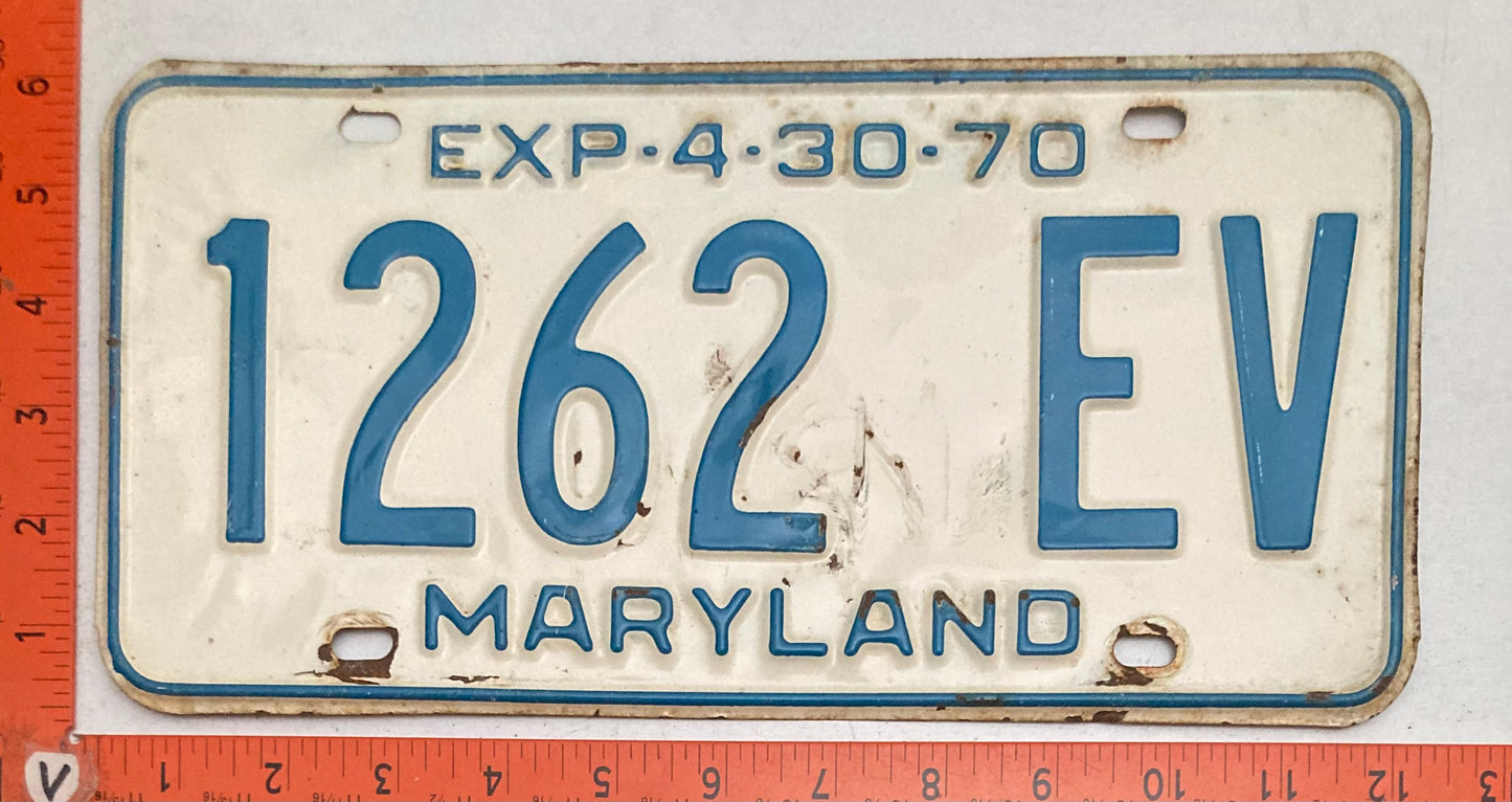 1970 Maryland #1262 EV License Plate