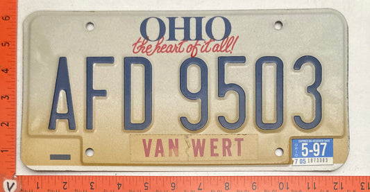 1997 Ohio #AFD 9503 Passenger License Plate