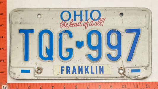 Undated Ohio #TQG-997 Passenger License Plate  CRAFTER