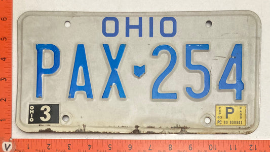1983 Ohio #PAX-254 Passenger License Plate