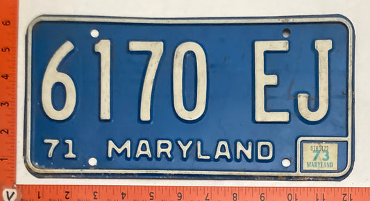 1973 Maryland #6170 EJ Truck License Plate