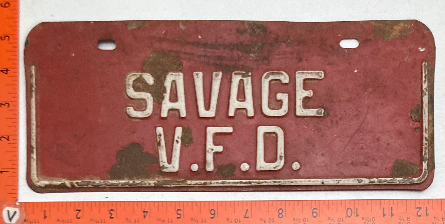 Undated Maryland # SAVAGE V.F.D. License Plate Attachment