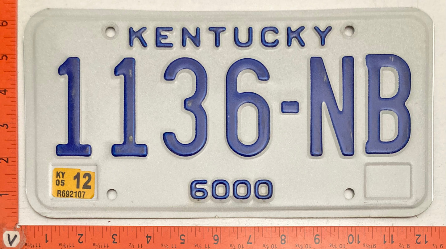 2005 Kentucky #1136-NB Truck License Plate