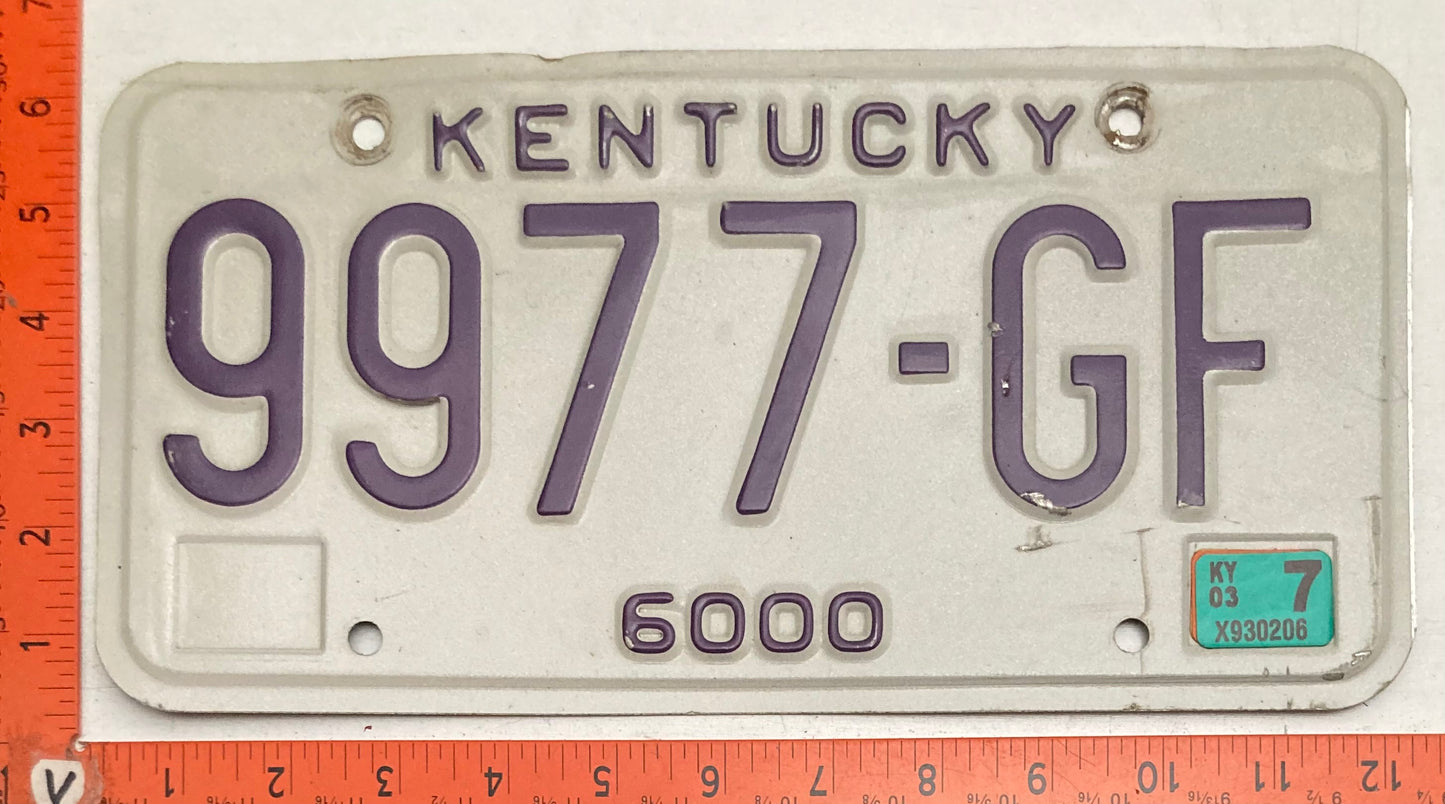 2003 Kentucky #9977-GF Truck License Plate