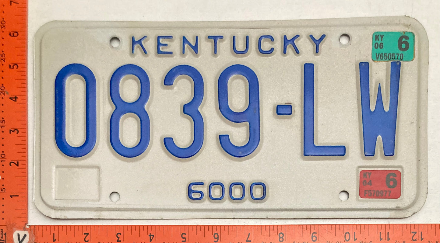 2006 Kentucky #0839-LW Truck License Plate