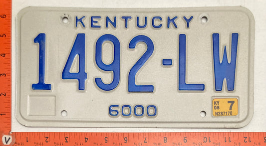 2005 Kentucky #1492-LW Truck License Plate