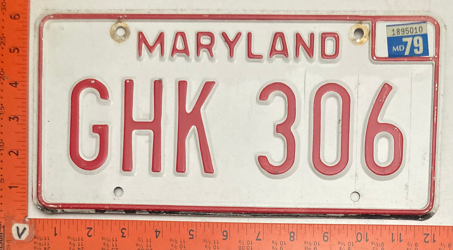 1979 Maryland #GHK 306 Passenger License Plate