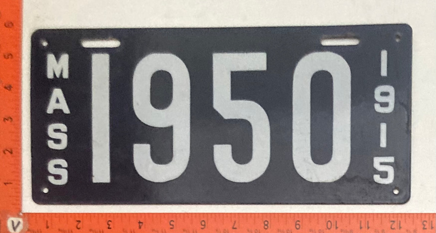 1915 Massachusetts #1950 Passenger License Plate (Porcelain)