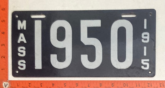 1915 Massachusetts #1950 Passenger License Plate (Porcelain)