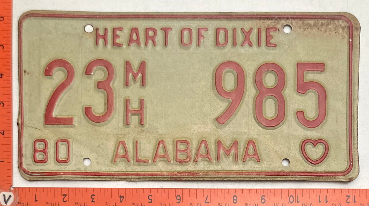 1980 Alabama #23M/H 985 Motor Home License Plate