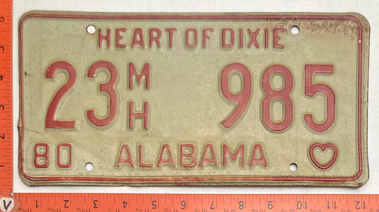 1980 Alabama #23M/H 985 Motor Home License Plate