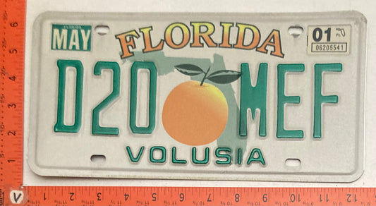 2001 Florida #D20 MEF Passenger License Plate