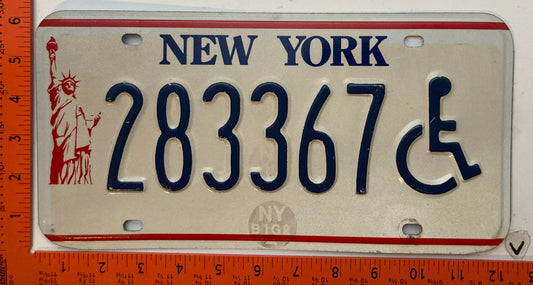 1986 base New York #283367 Handicapped Passenger License Plate