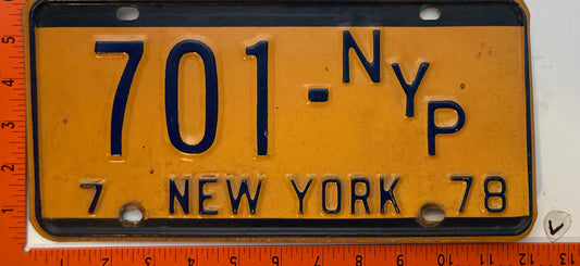 1978 New York #701-NYP New York Press License Plate