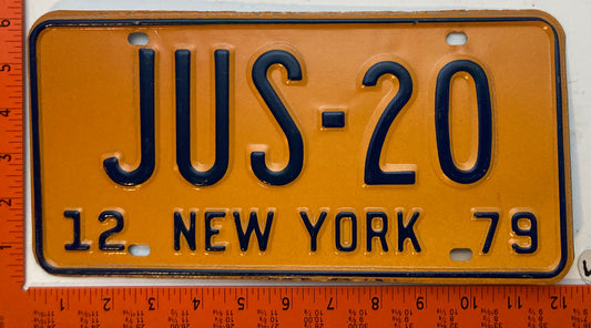 1979 New York #JUS-20 Federal Customs Court License Plate
