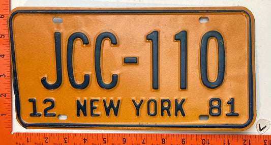 1981 New York #JCC-110 County Court Judge License Plate