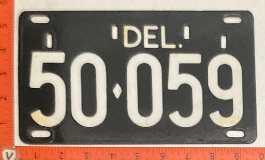 1940s Delaware #50-059 Passenger License Plate PORCELAIN