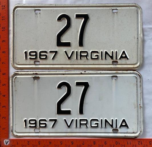 1967 Virginia #27 Passenger License Plate (Pair)