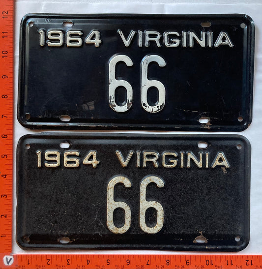 1964 Virginia #66 Passenger License Plate (Pair)