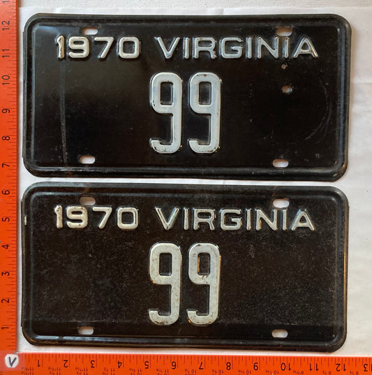 1970 Virginia #99 Passenger License Plate (Pair)