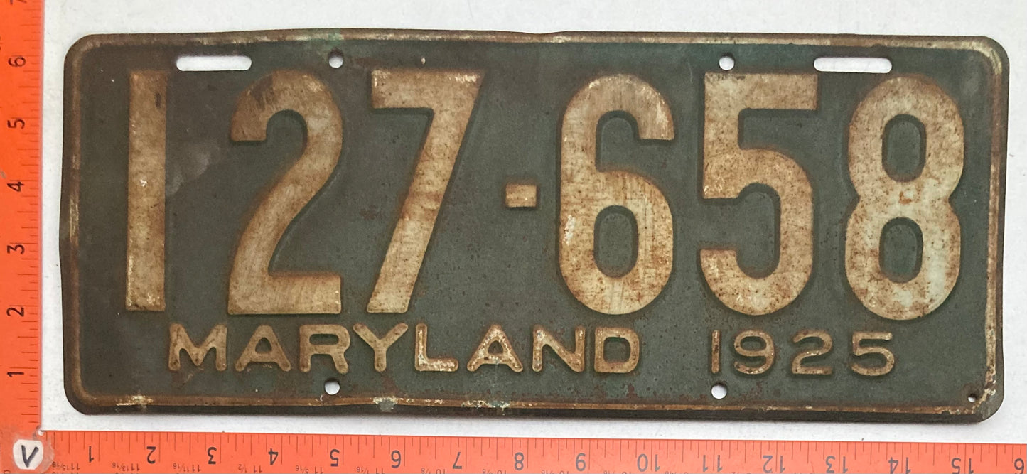 1925 Maryland #127-658 Passenger License Plate