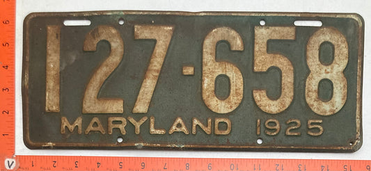 1925 Maryland #127-658 Passenger License Plate