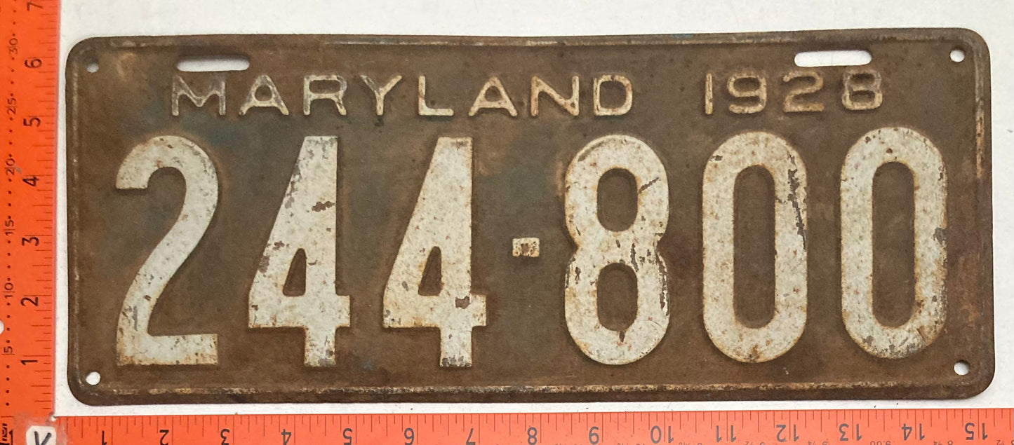 1928 Maryland #244-800 Passenger License Plate