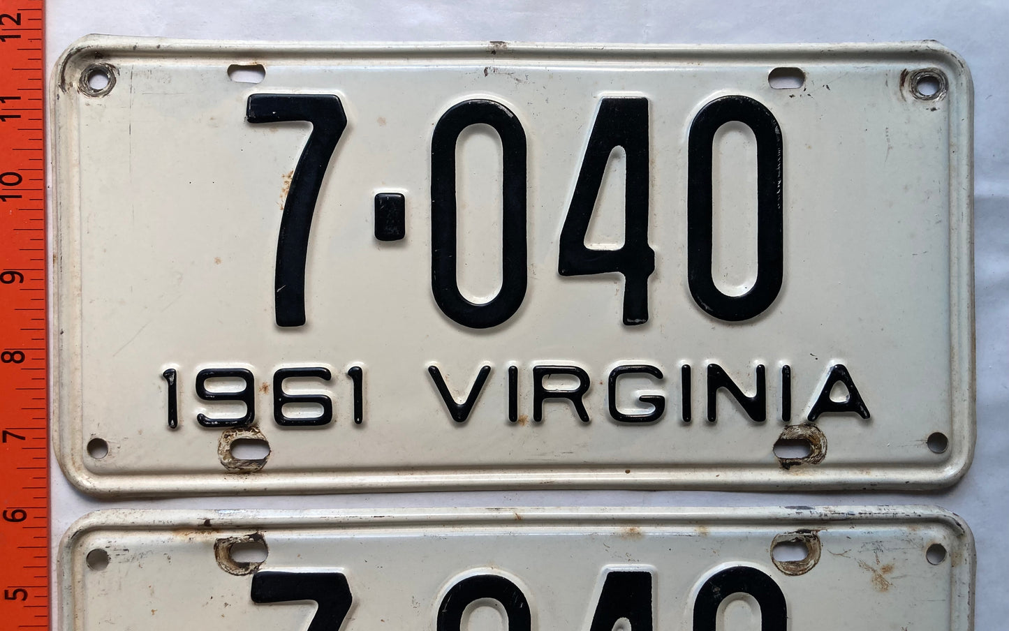 1961 Virginia #7-040 Passenger License Plate (Pair)