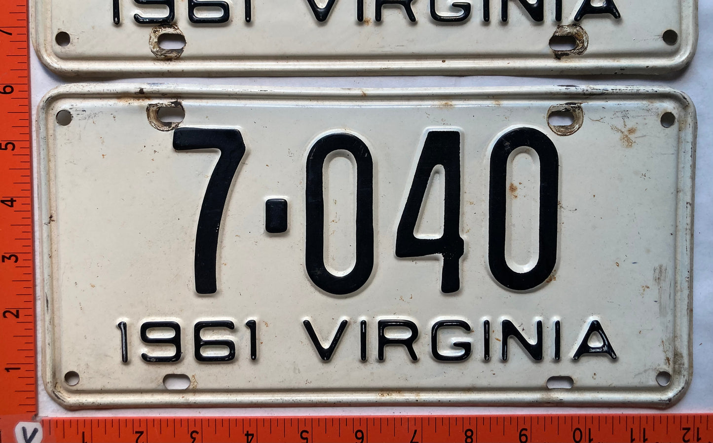 1961 Virginia #7-040 Passenger License Plate (Pair)
