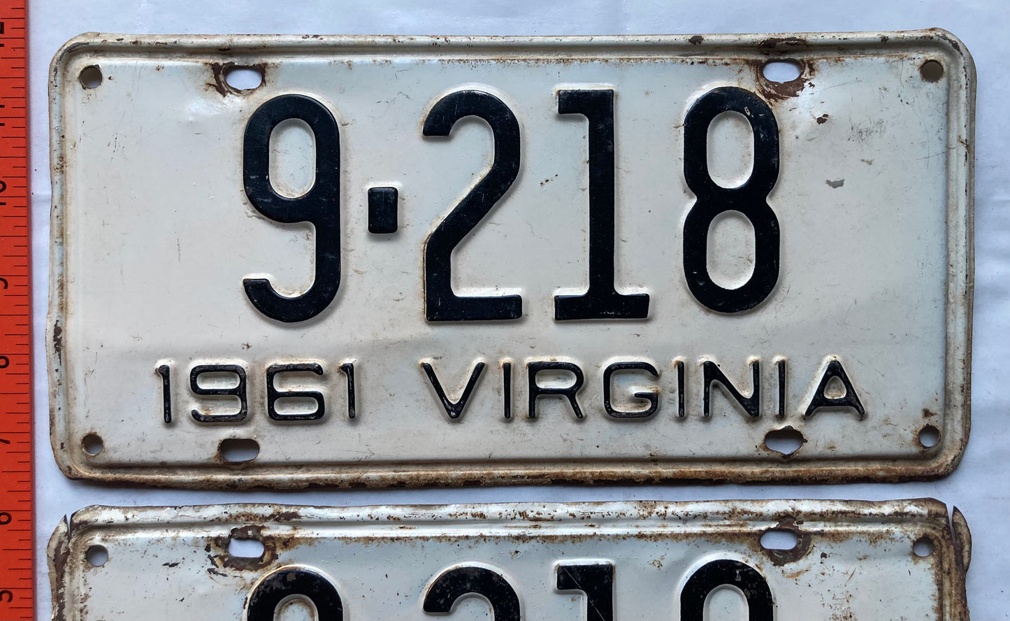 1961 Virginia #9-218 Passenger License Plate (Pair)