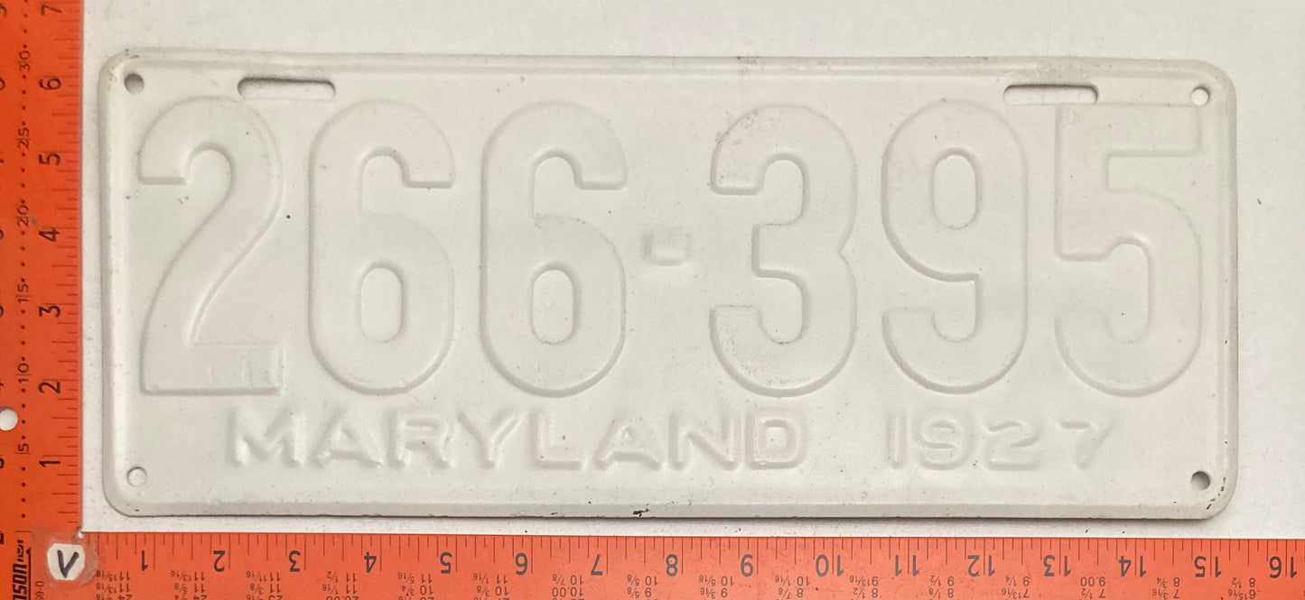 1927 Maryland #266-395 Passenger License Plate