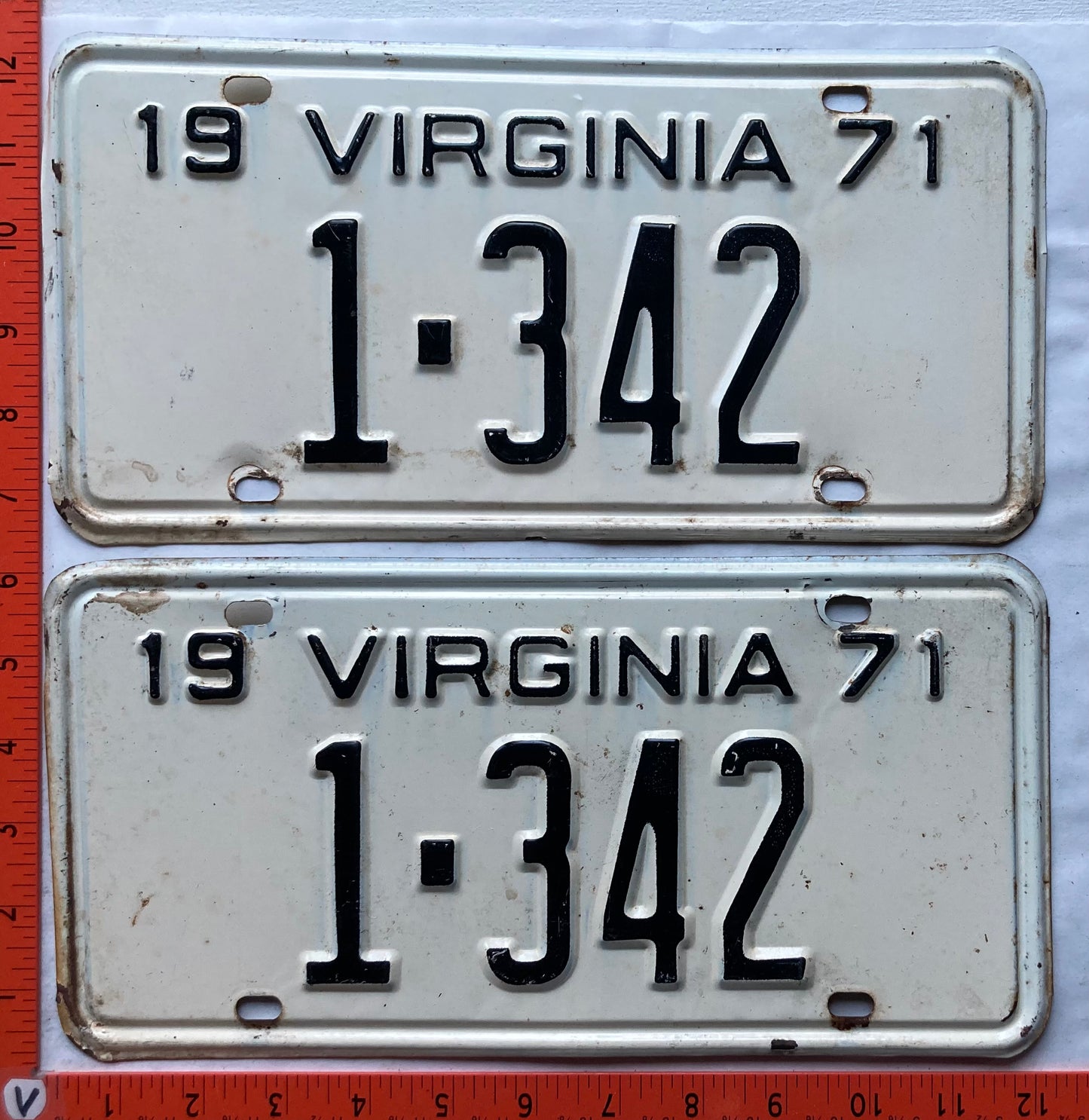 1971 Virginia #1-342 Passenger License Plate (Pair)