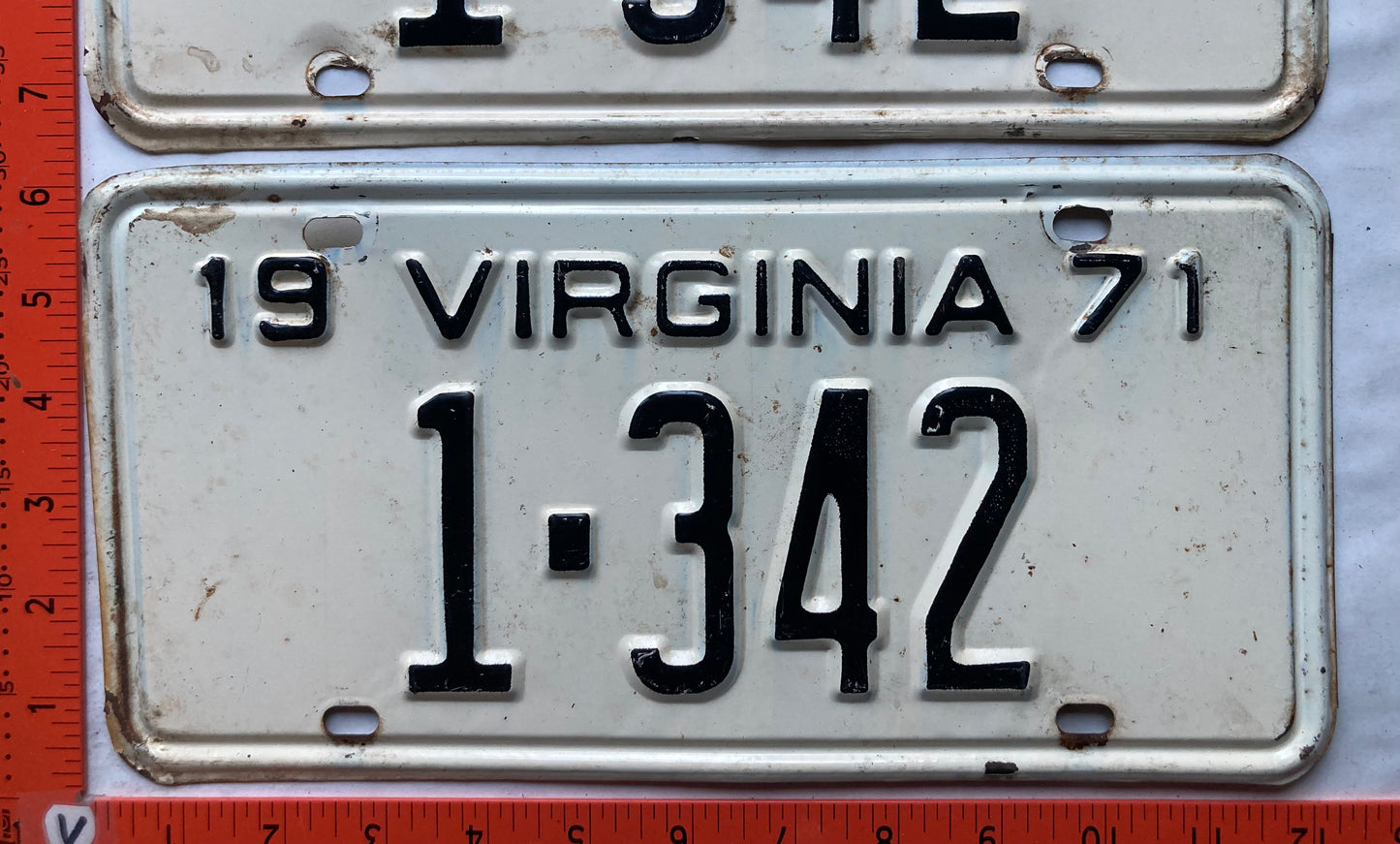 1971 Virginia #1-342 Passenger License Plate (Pair)
