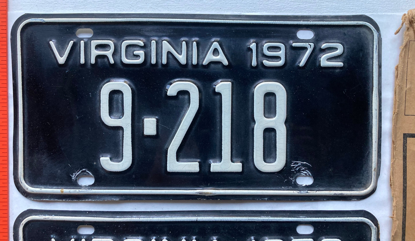 1972 Virginia #9-218 Passenger License Plate (Pair)