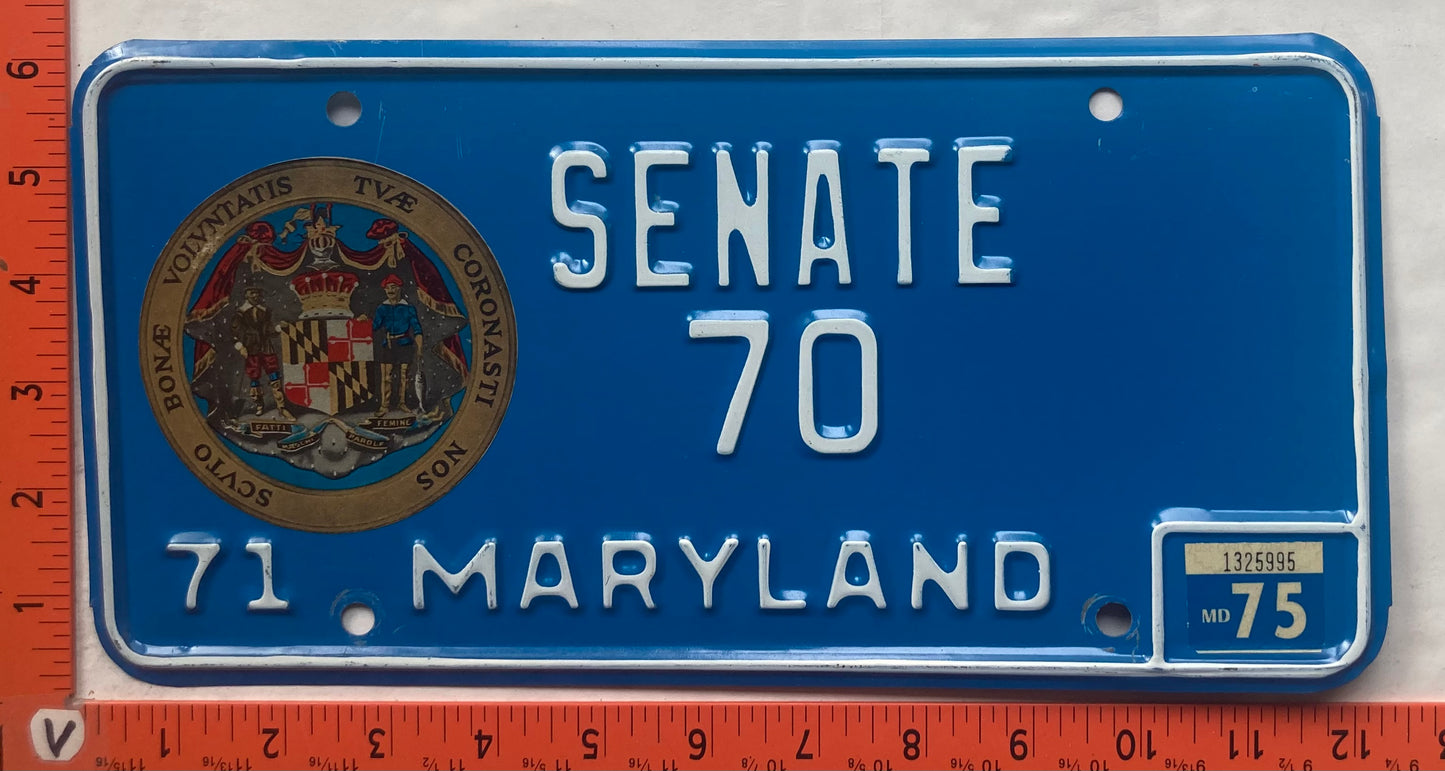 1975 Maryland #70 Senate License Plate