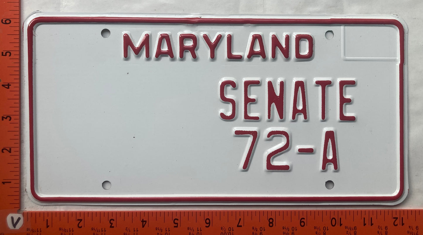 1976 Maryland #72-A Senate License Plate
