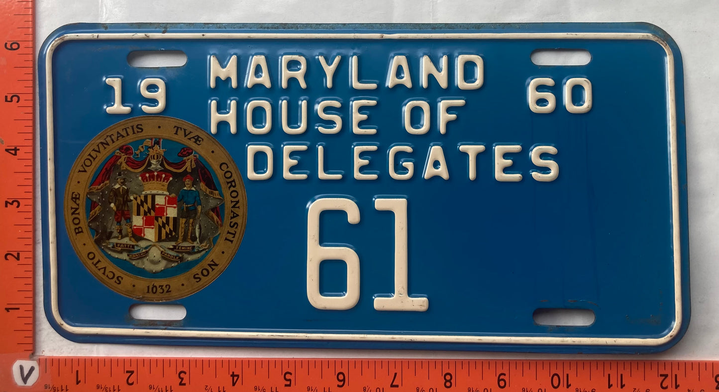 1960 Maryland #61 House of Delegates License Plate