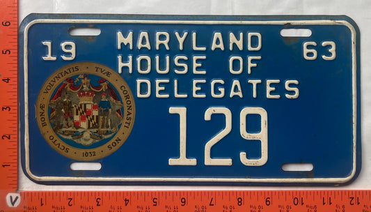 1963 Maryland #129 House of Delegates License Plate