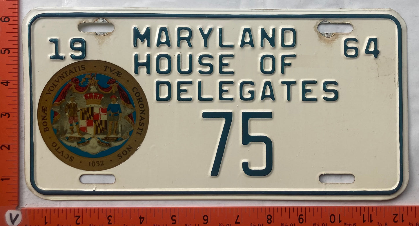 1964 Maryland #75 House of Delegates License Plate