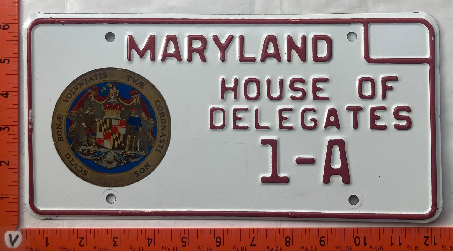 1976 Maryland #1-A House of Delegates License Plate