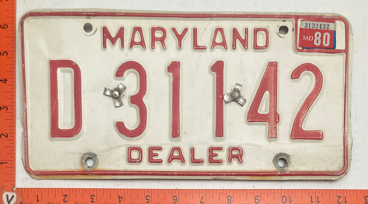1980 Maryland #D 31142 Dealer License Plate