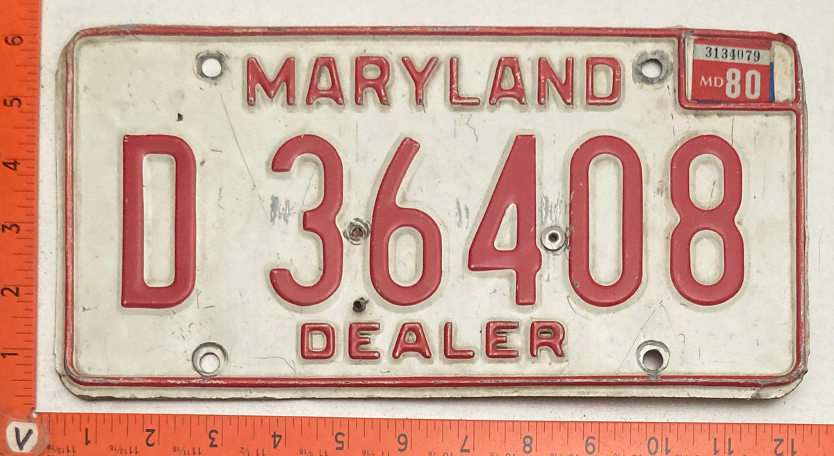 1980 Maryland #D 36408 Dealer License Plate