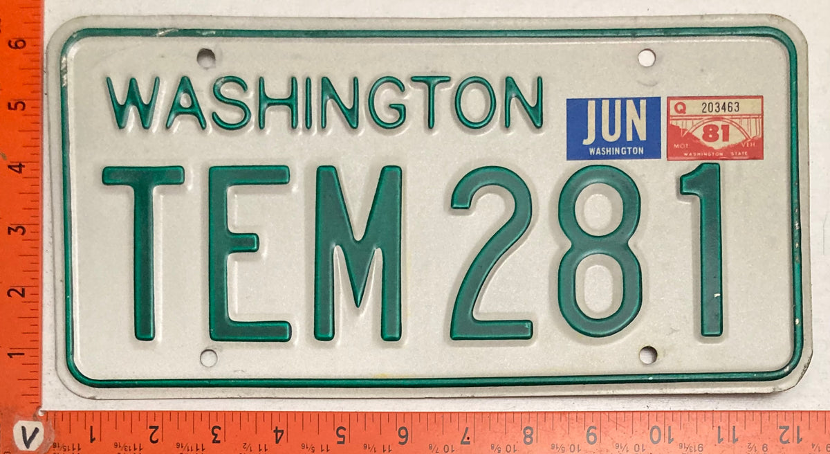 1981 Washington #TEM 281 Passenger License Plate