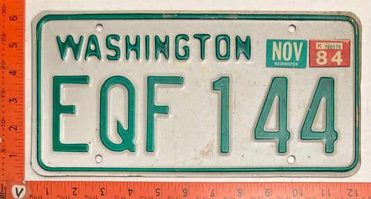 1984 Washington #EQF 144 Passenger License Plate