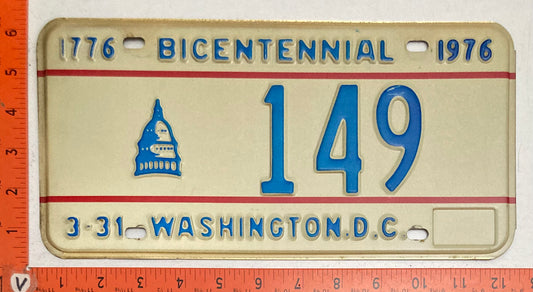 1975 Washington, DC #149 Passenger License Plate