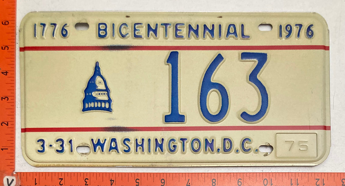 1975 Washington, DC #163 Passenger License Plate