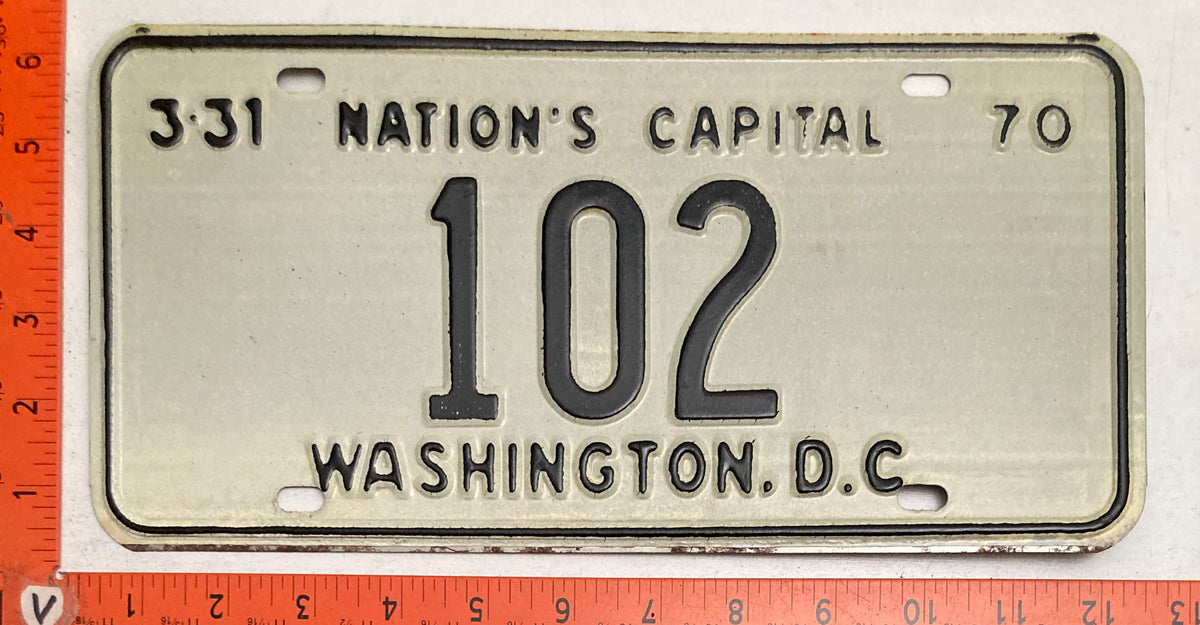 1970 Washington, DC #102 Passenger License Plate