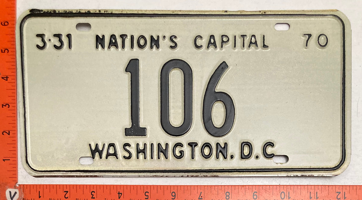 1970 Washington, DC #106 Passenger License Plate