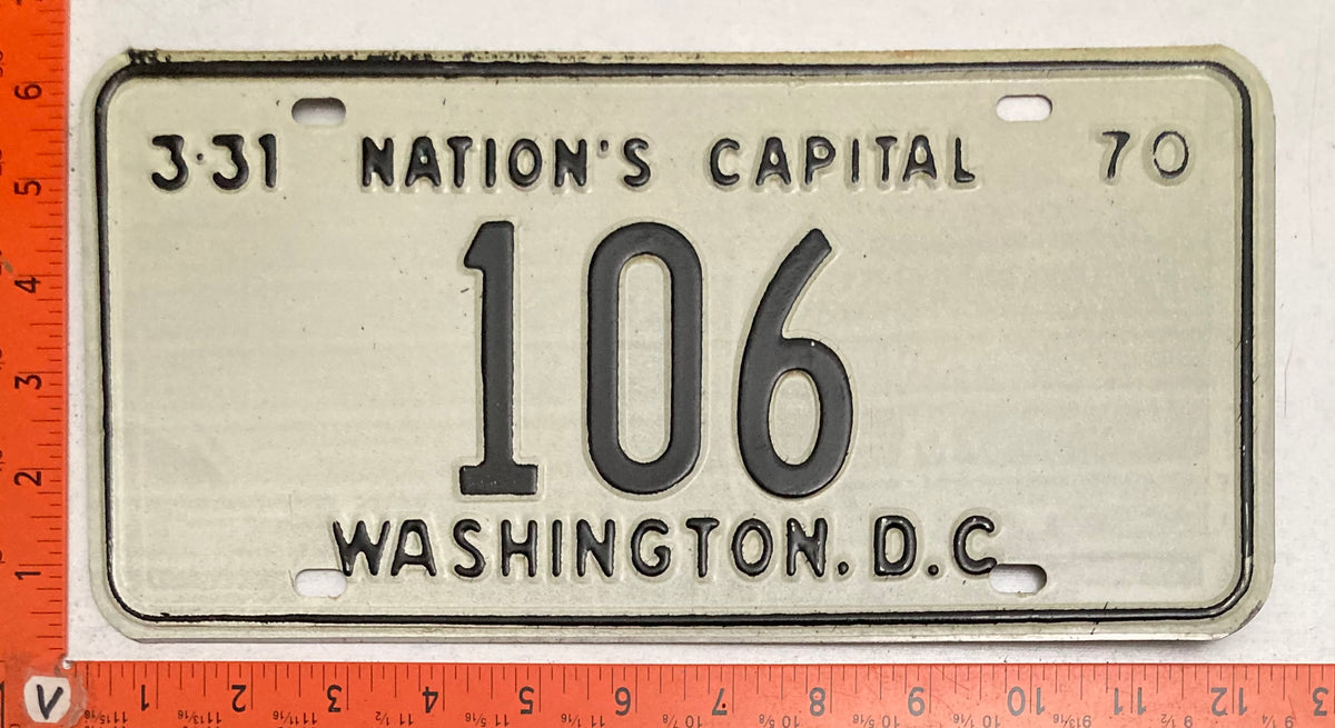 1970 Washington, DC #106 Passenger License Plate